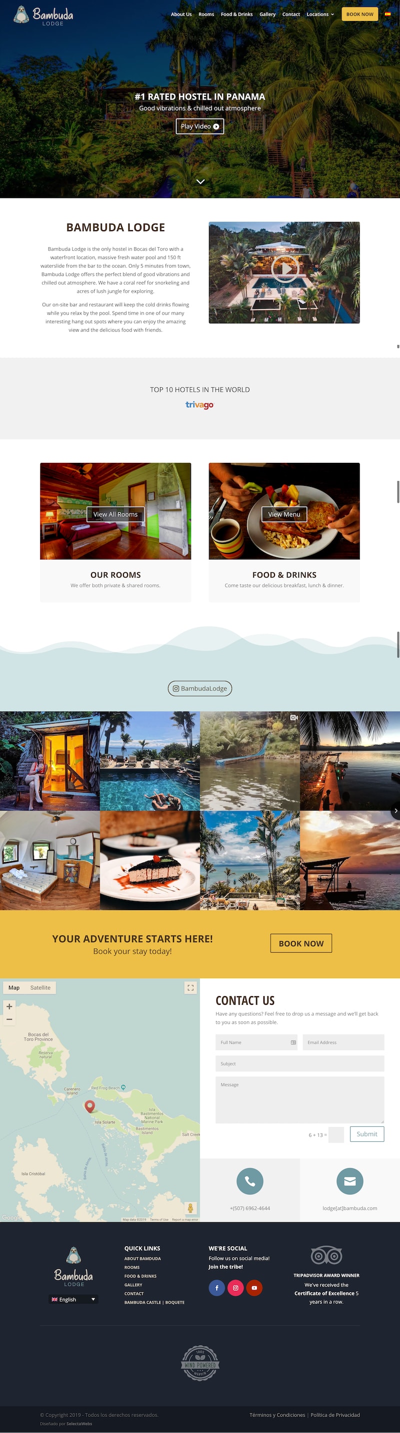Bambuda Hostels website screenshot