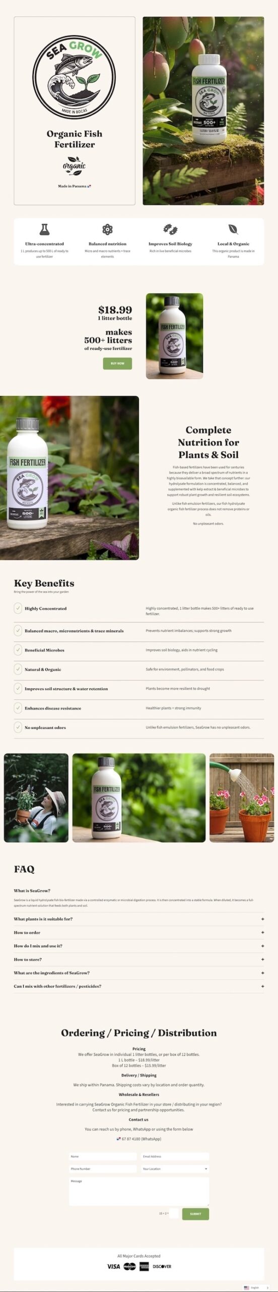 SeaGrow Organics website screenshot